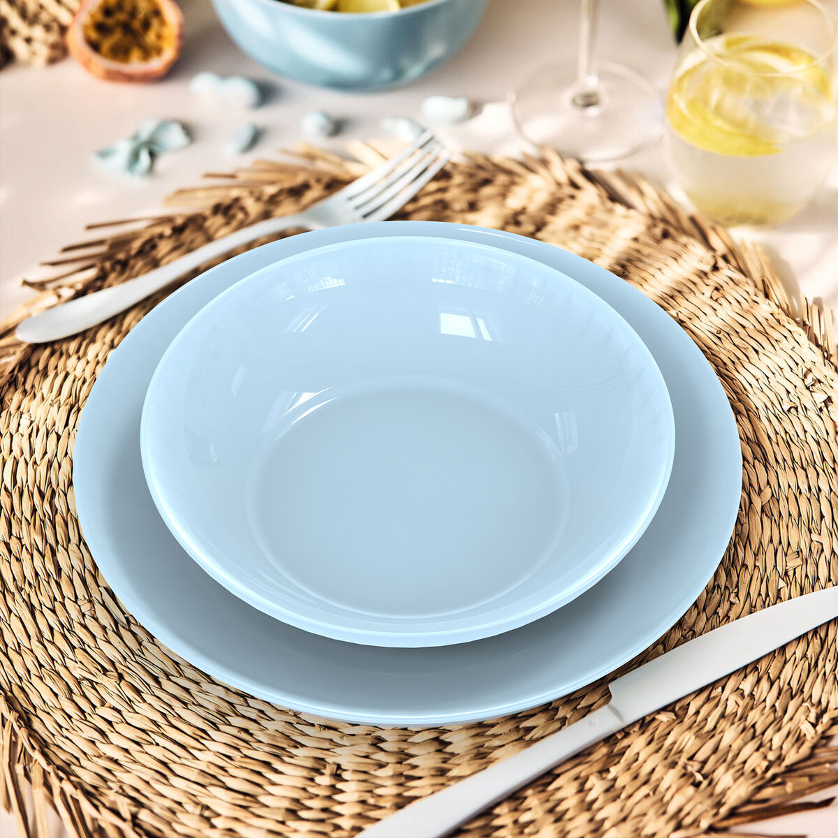 Flat Plate Luminarc Apy Paradise Azul Blue Glass  25 cm (24 Units)