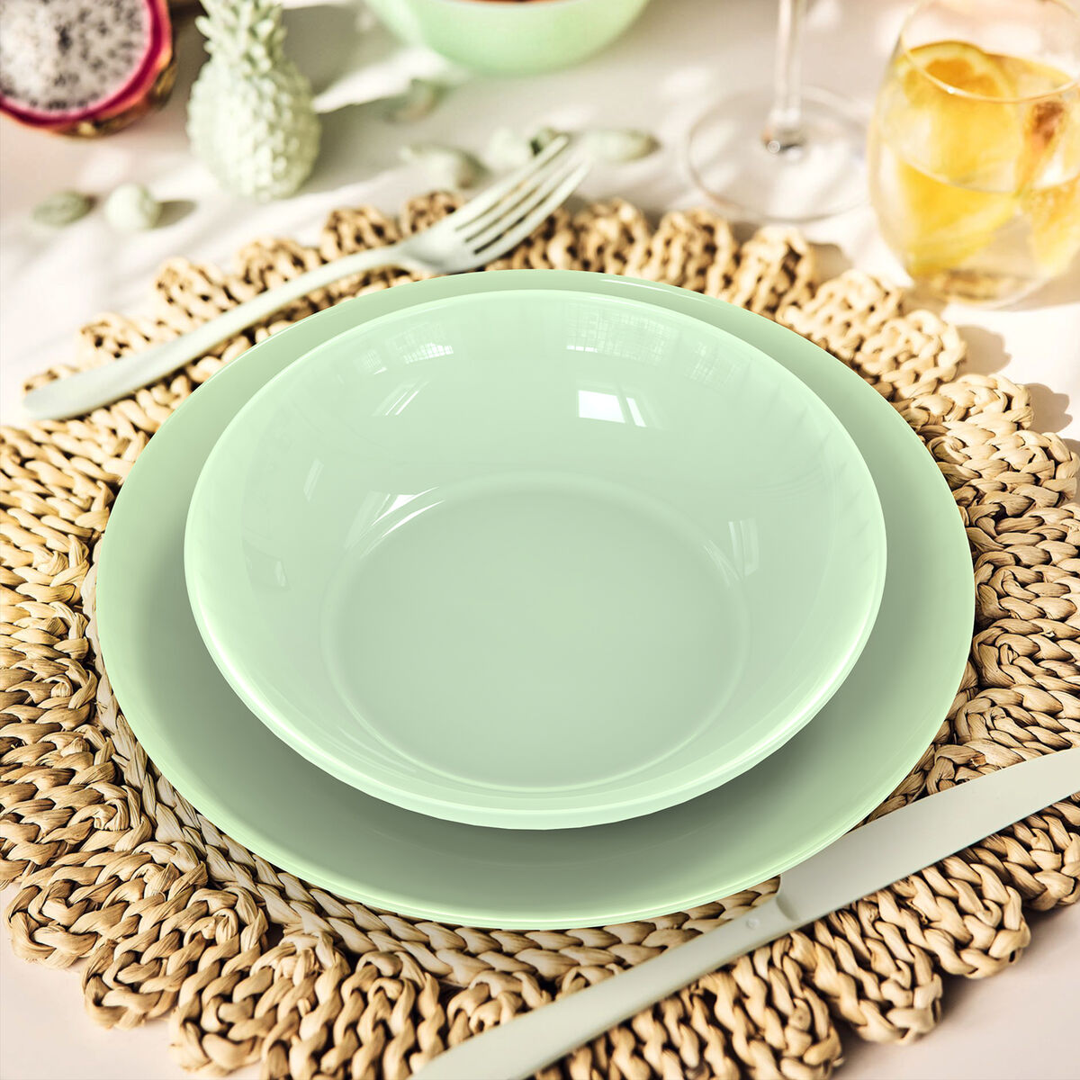 Deep Plate Luminarc Apy Paradise Green Glass  20 cm (24 Units)