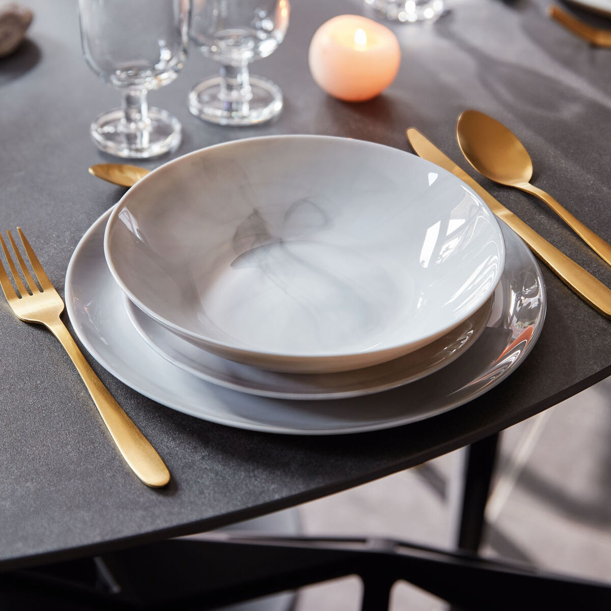 Deep Plate Luminarc Diwali Granit Marb Bicoloured Glass  20 cm (24 Units)