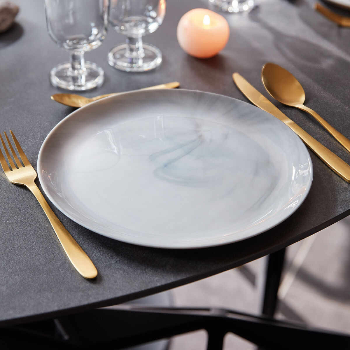 Flat Plate Luminarc Diwali Granit Marb Bicoloured Glass  25 cm (24 Units)