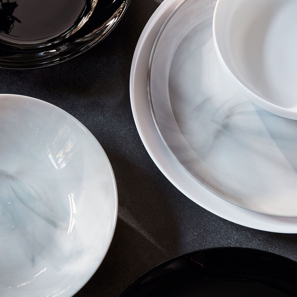 Dessert dish Luminarc Diwali Granit Marb Bicoloured Glass  19 cm (24 Units)