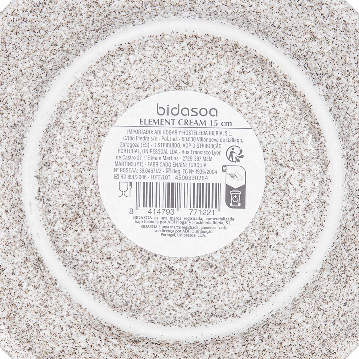 Plate Bidasoa Element Hydrozero Beige Ceramic  15 cm Bread (6 Units)