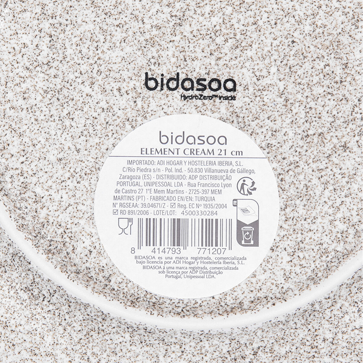 Dessert dish Bidasoa Element Hydrozero Beige Ceramic  21 cm (6 Units)