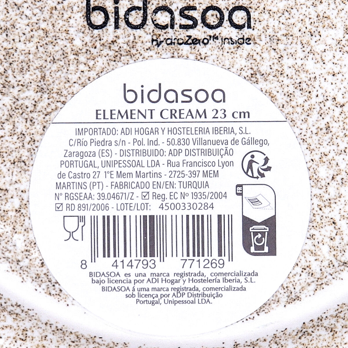 Deep Plate Bidasoa Element Hydrozero Beige Ceramic  23 cm (6 Units)