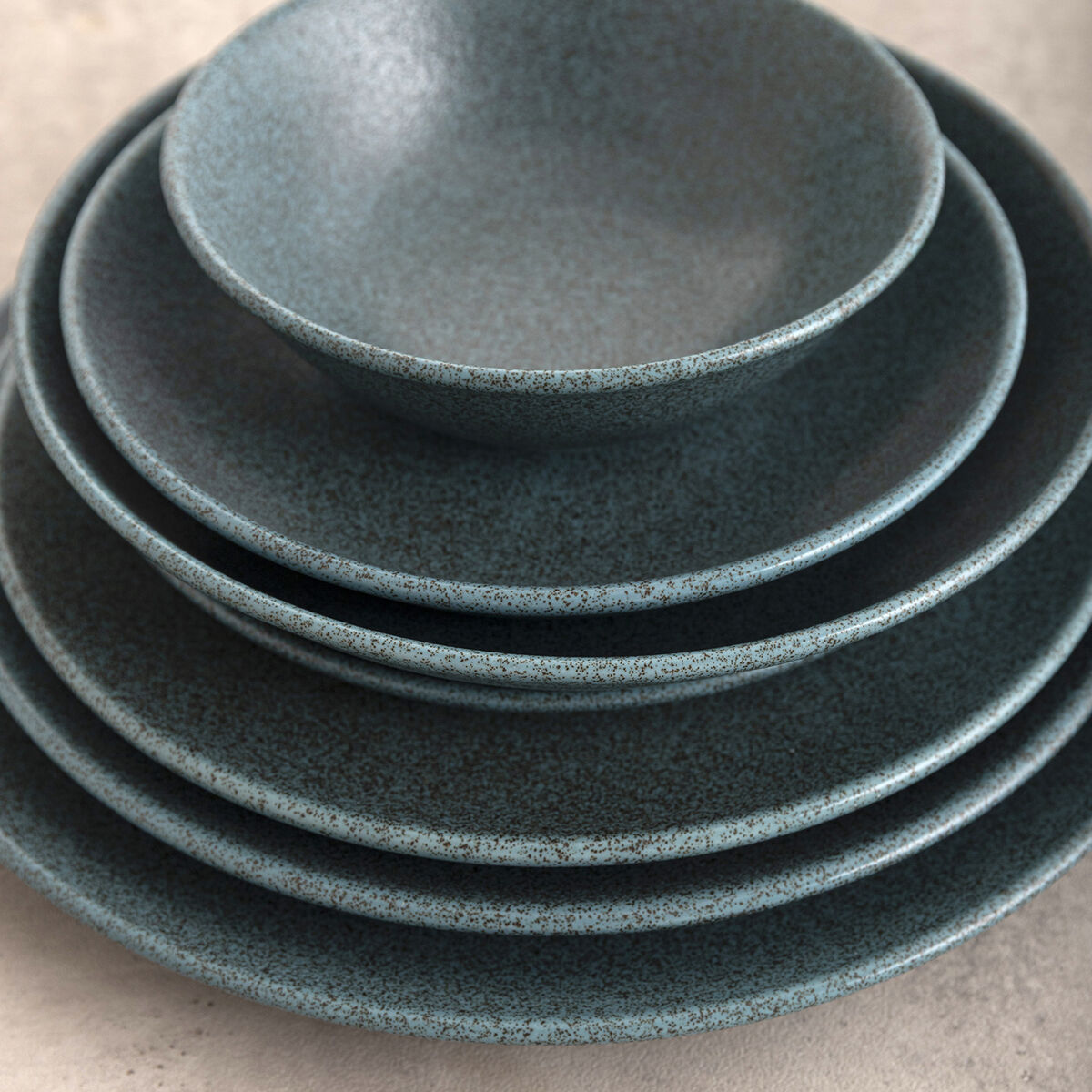 Flat Plate Bidasoa Element Hydrozero Blue Ceramic  25 cm (6 Units)