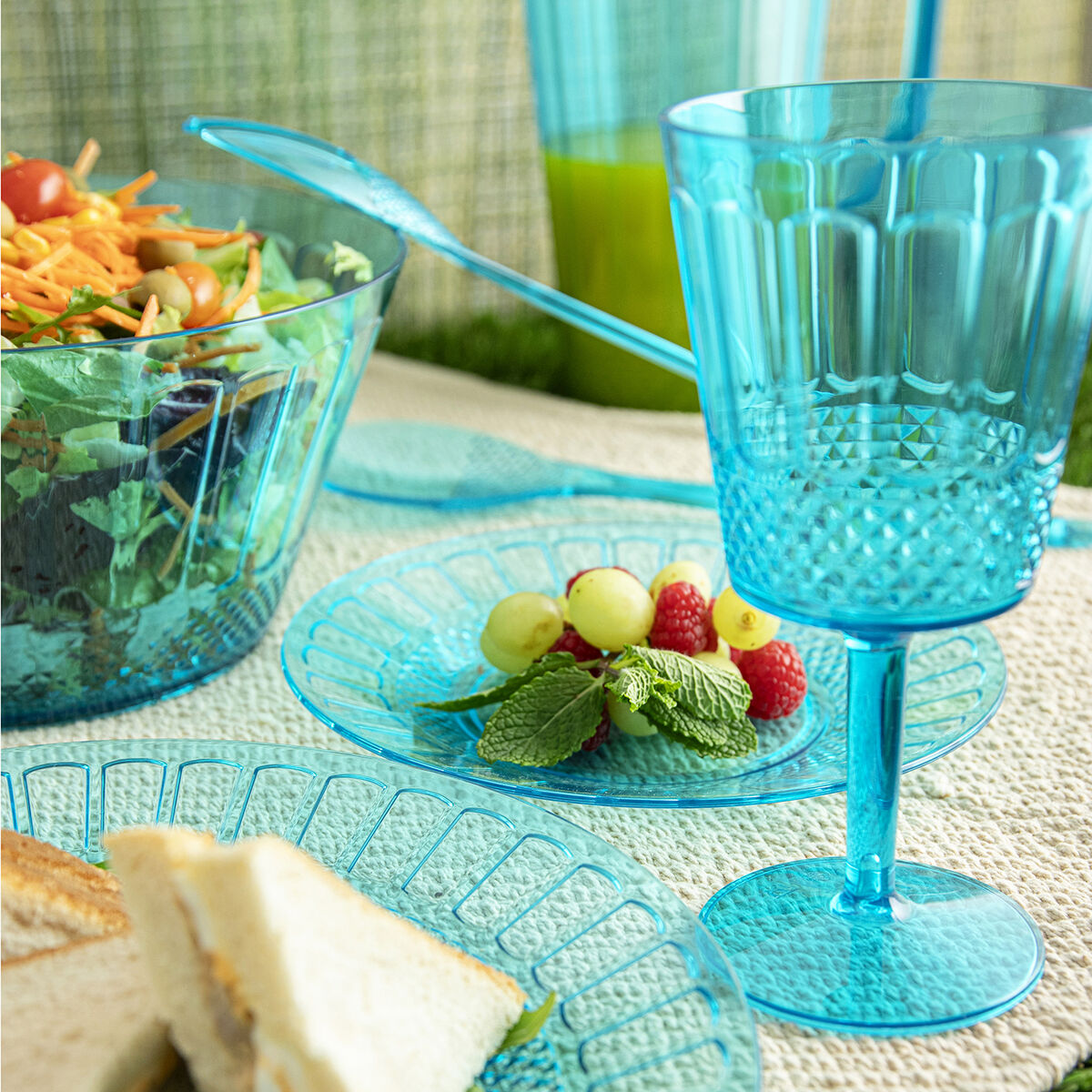 Flat Plate Quid Gaia Turquoise Plastic  26 cm (12 Units)