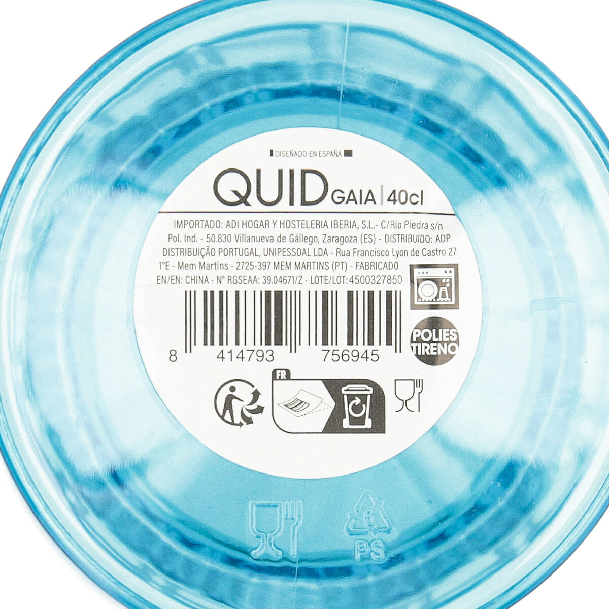 Wineglass Quid Gaia Turquoise Plastic 350 ml (12 Units)