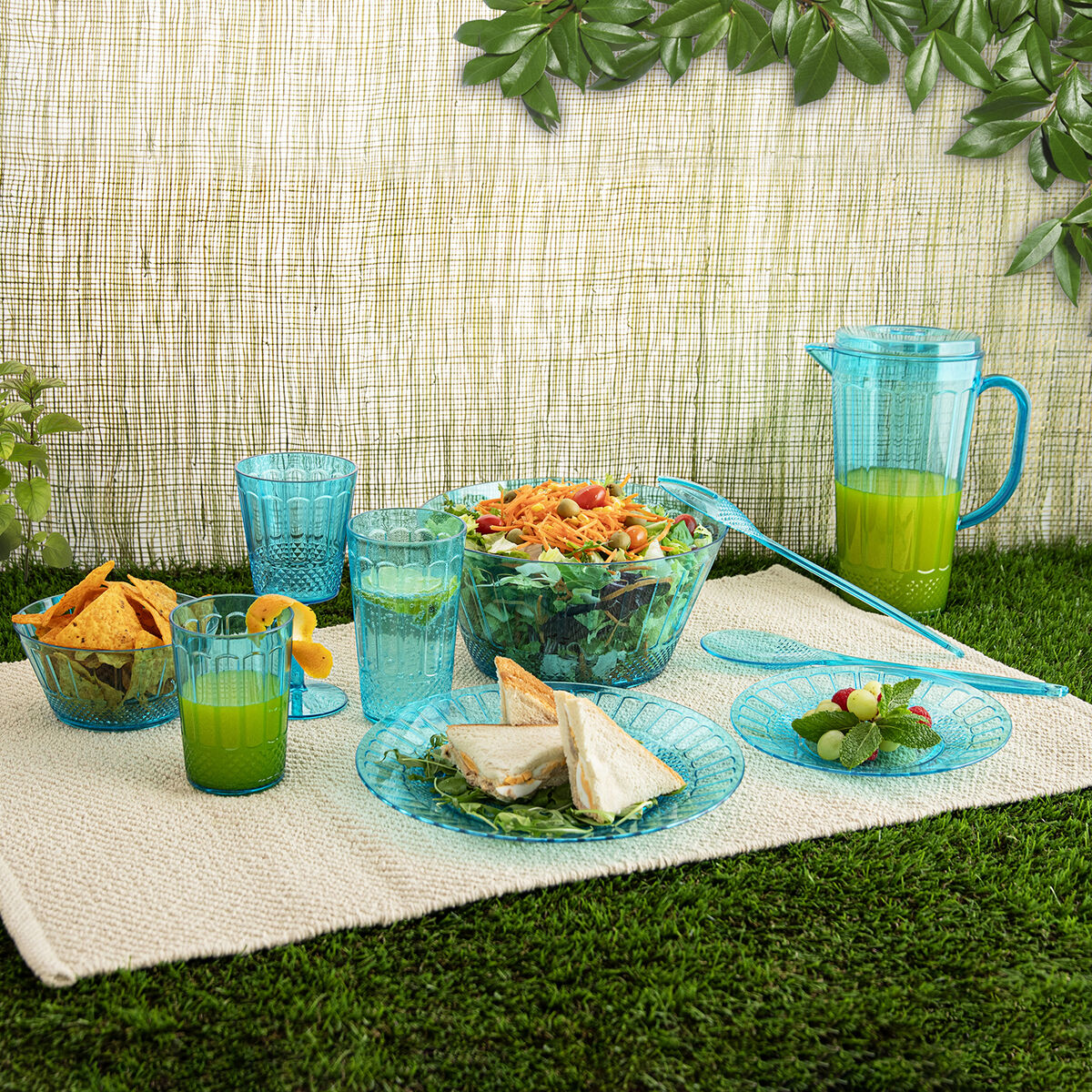 Glass for water Quid Gaia Turquoise Plastic 600 ml (12 Units)