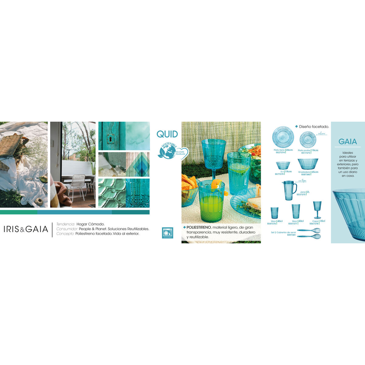 Glass for water Quid Gaia Turquoise Plastic 600 ml (12 Units)