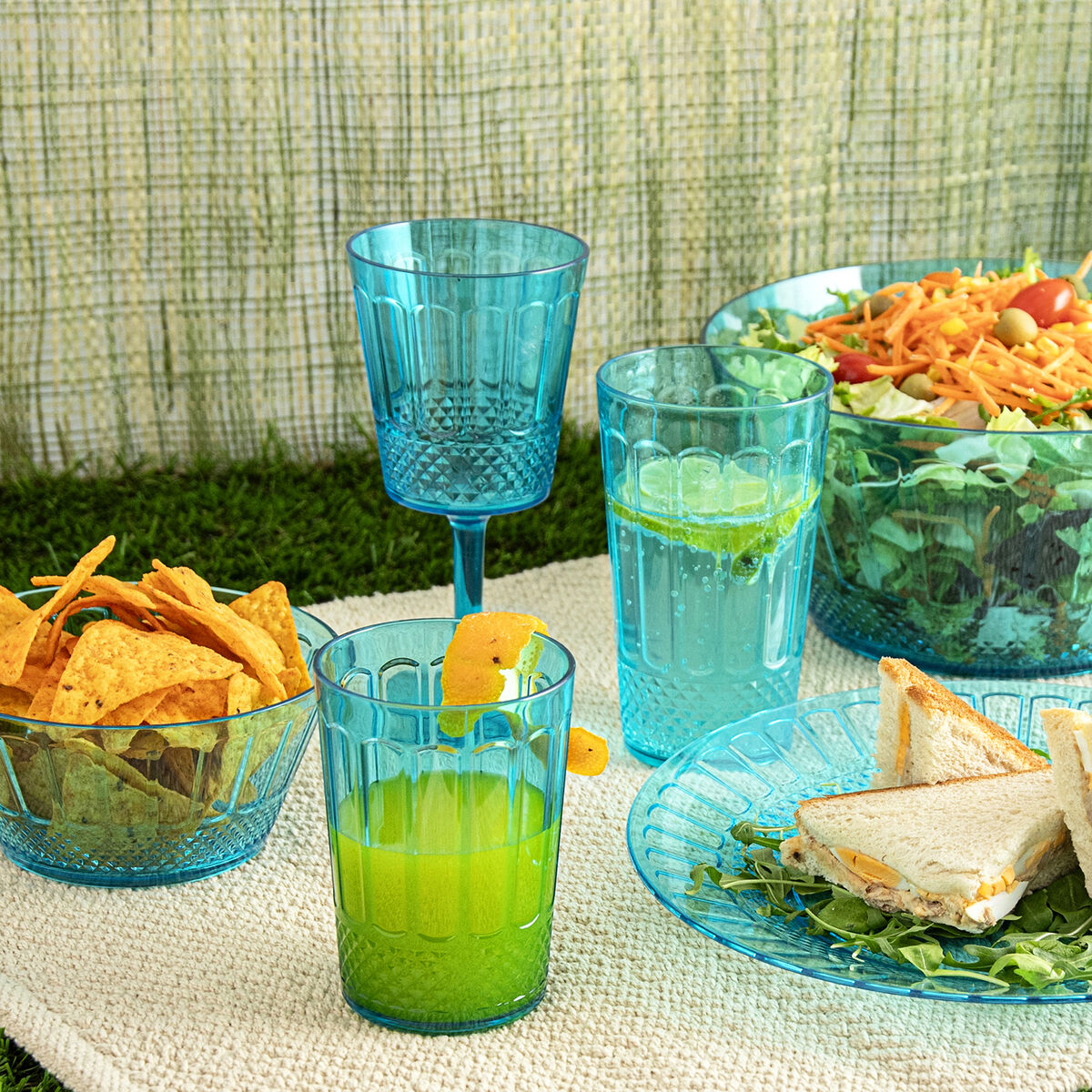 Glass for water Quid Gaia Turquoise Plastic 600 ml (12 Units)
