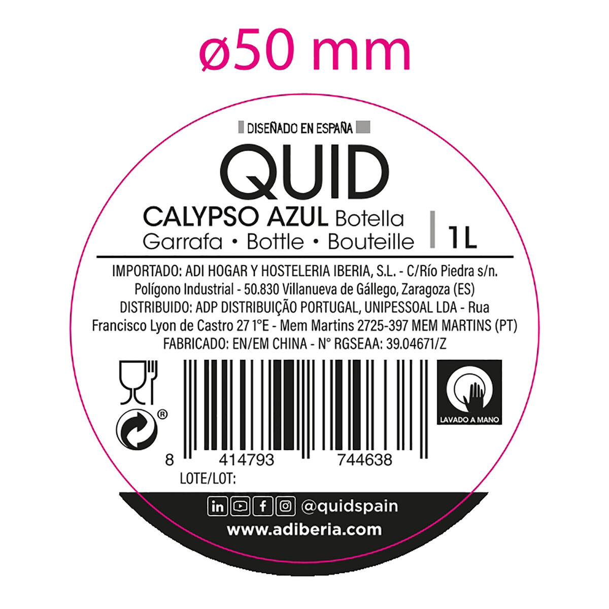 Water bottle Quid Calypso Blue Glass 1 L (12 Units)