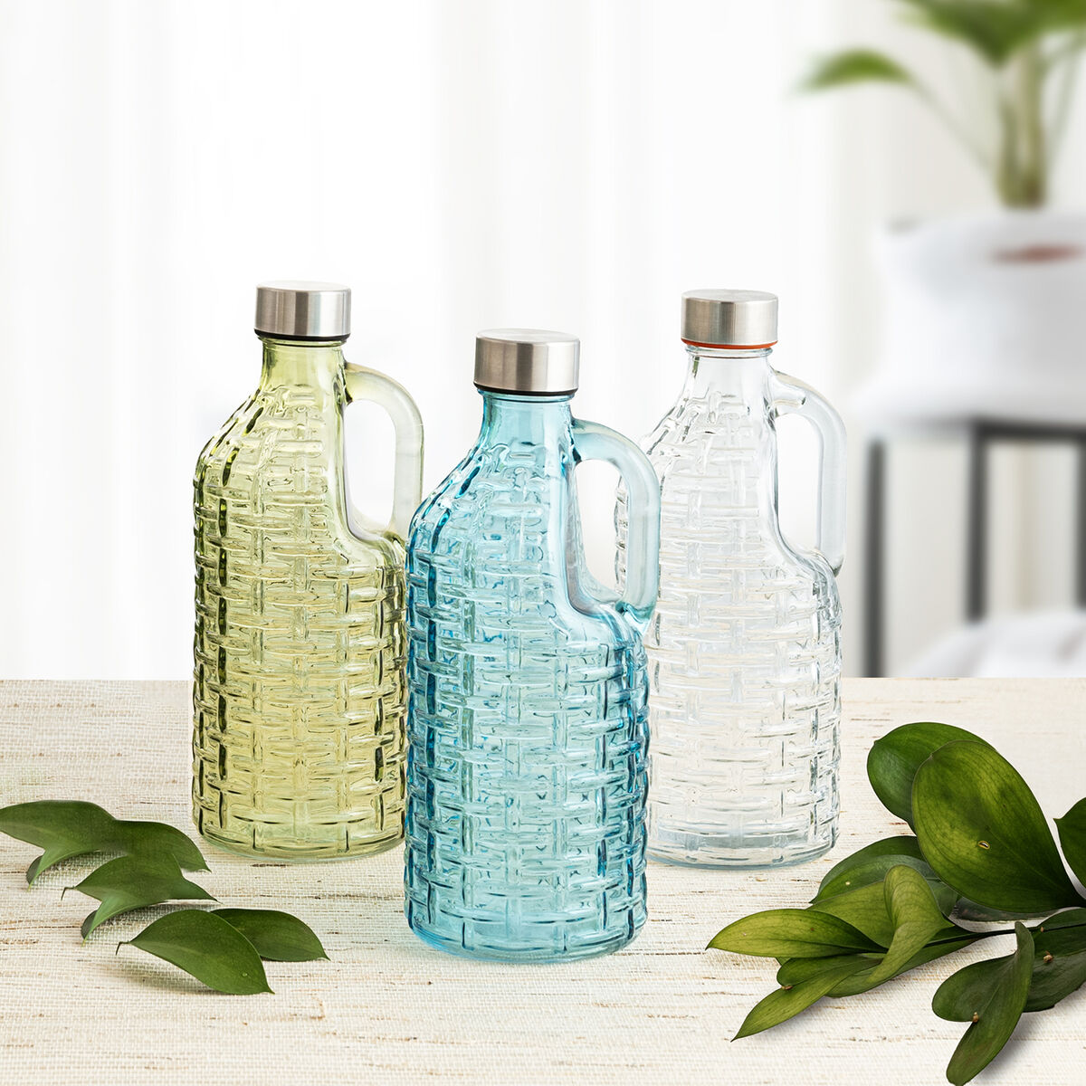 Water bottle Quid Calypso Blue Glass 1 L (12 Units)