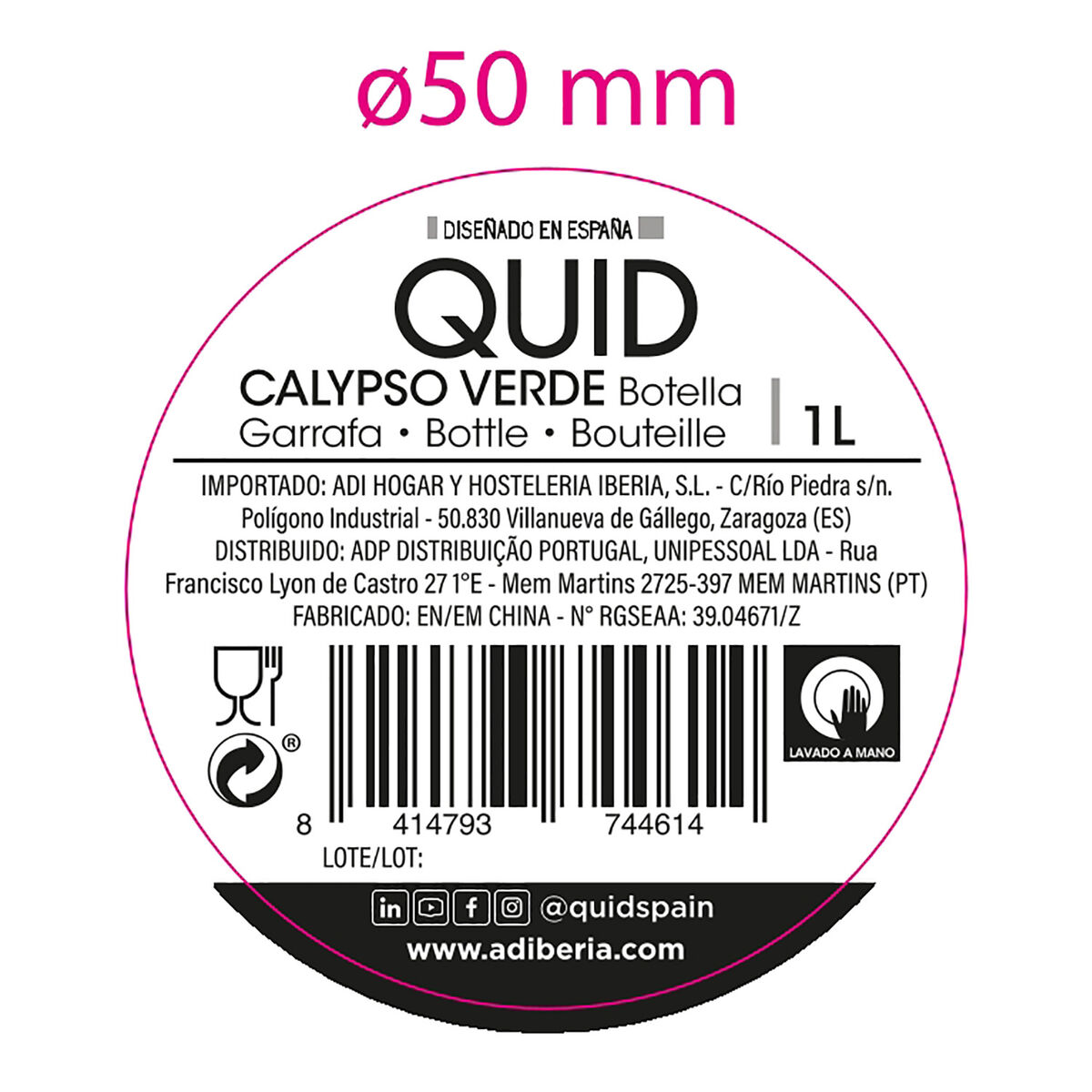 Water bottle Quid Calypso Green Glass 1 L (12 Units)
