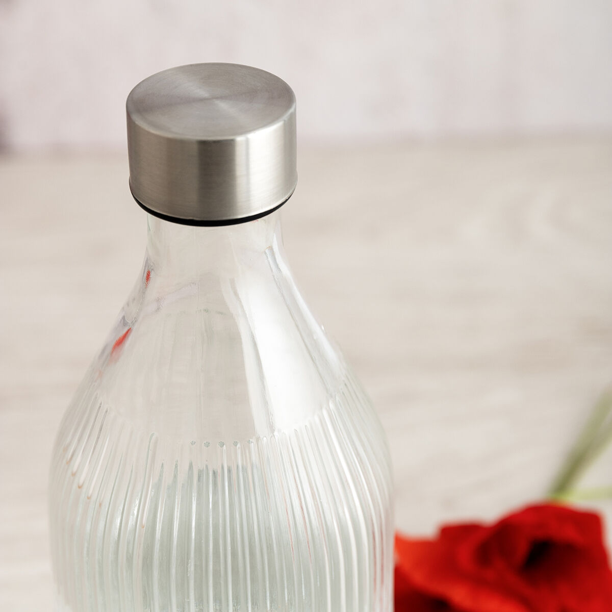 Water bottle Quid Maison Grey Glass 1 L (12 Units)