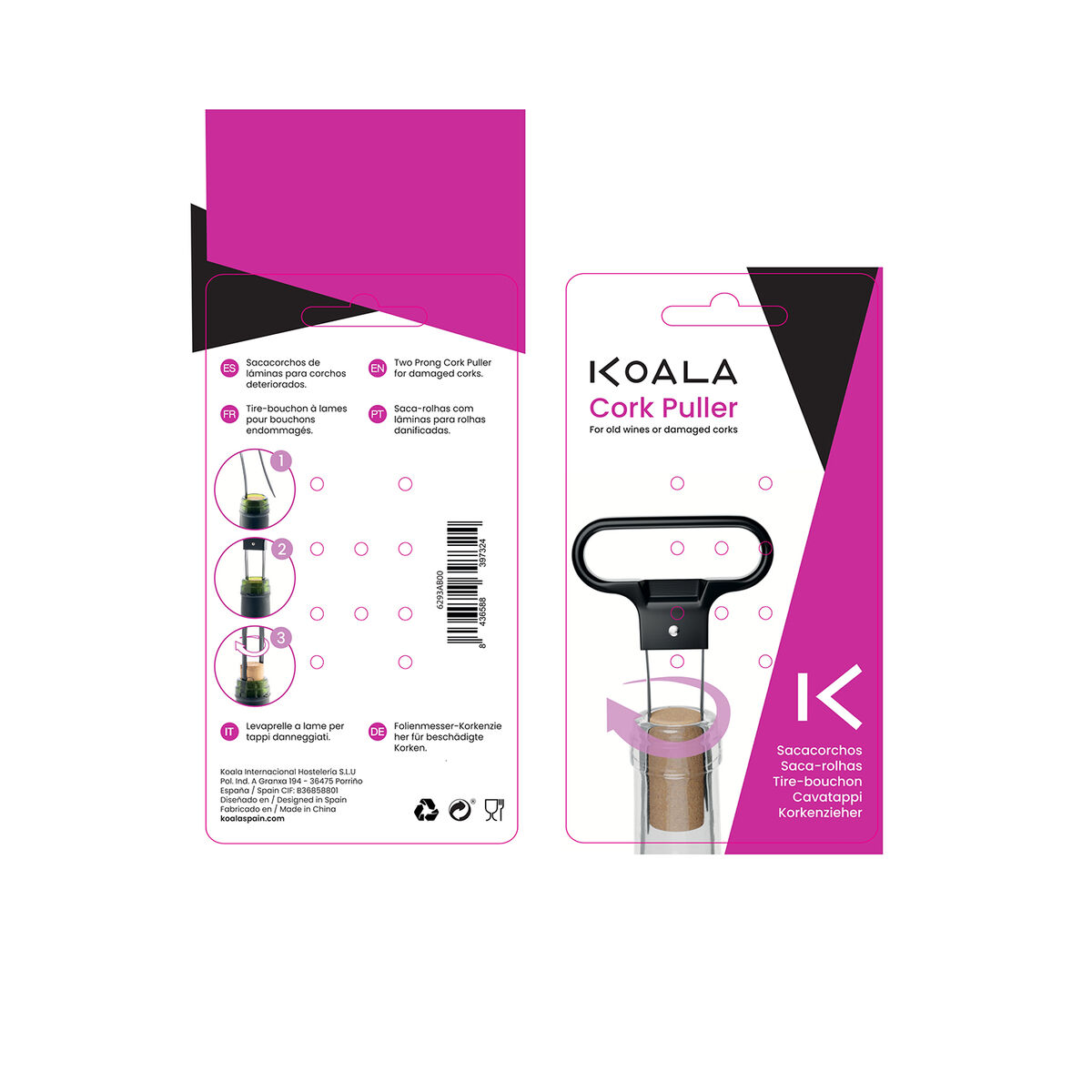 Bottle opener Koala Basic Black Metal 11 x 6,5 x 1 cm (12 Units)