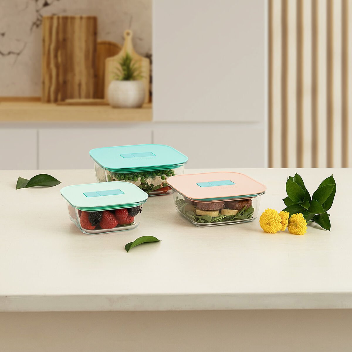Hermetic Lunch Box Luminarc Joy Blue Glass 1,1 L (6 Units)