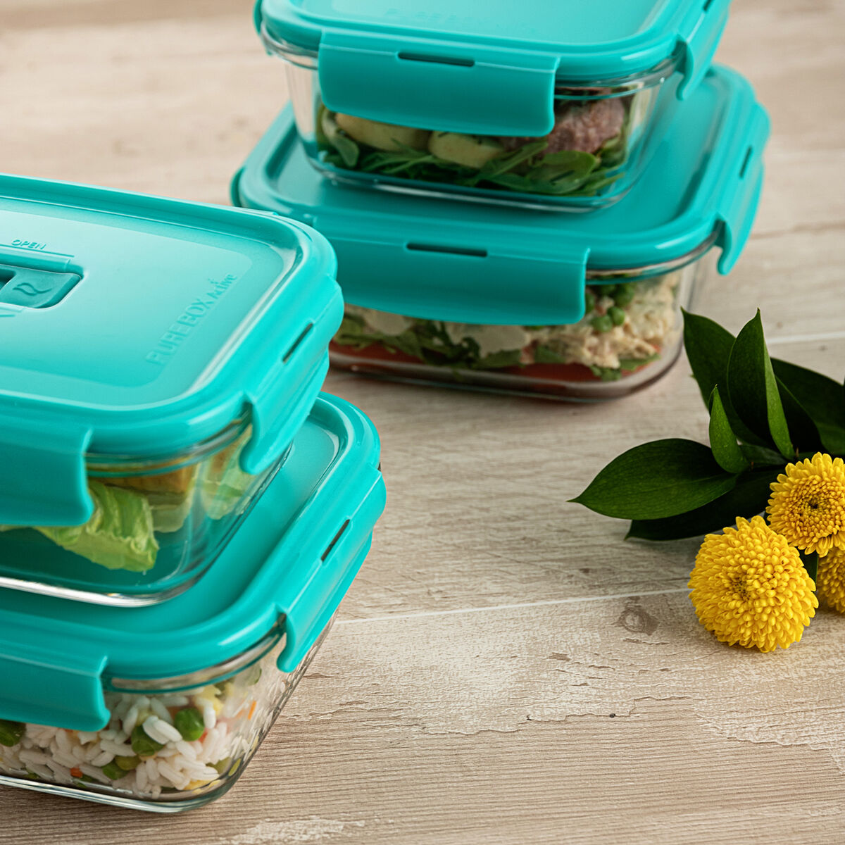 Hermetic Lunch Box Luminarc Turquesa Turquoise Glass 820 ml (6 Units)
