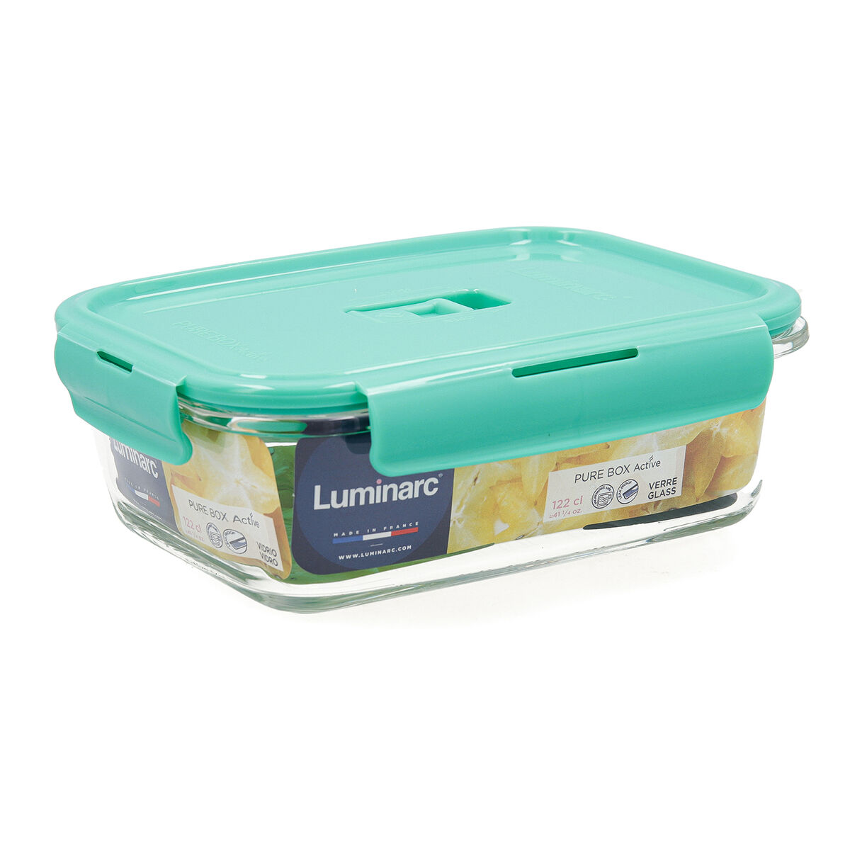 Hermetic Lunch Box Luminarc Turquesa Turquoise Glass 1,22 L (6 Units)