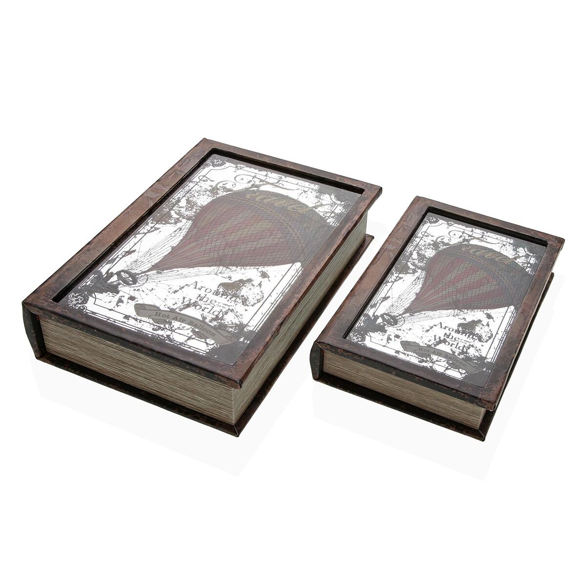 Decorative box Versa Canvas MDF Wood Globe