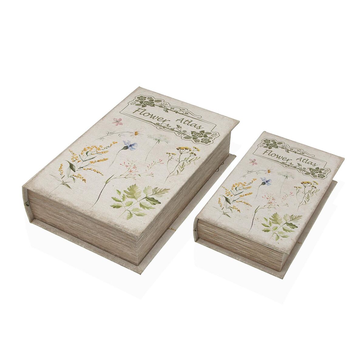 Decorative box Versa Canvas MDF Wood Flowers