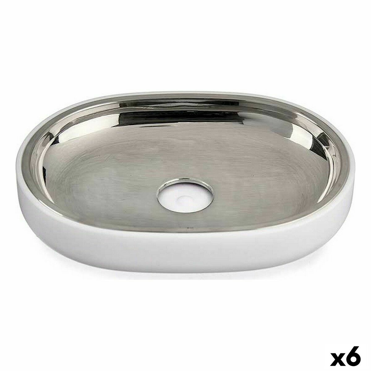 Soap dish Berilo BP15-004-2 White Silver Stainless steel Plastic 9,5 x 2,5 x 13 cm (6 Units) Soap dish Berilo BP15-004-2 White Silver Stainless steel Plastic 9,5 x 2,5 x 13 cm (6 Units)