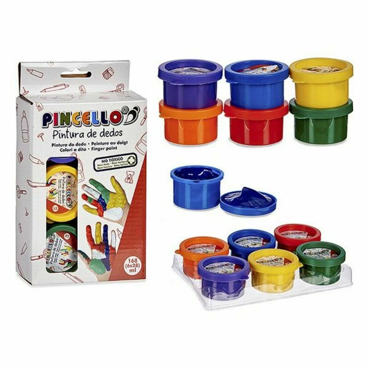Finger Paint Pincello FP2806 Fingers Yellow Blue Red Green Purple Orange (12 Units)