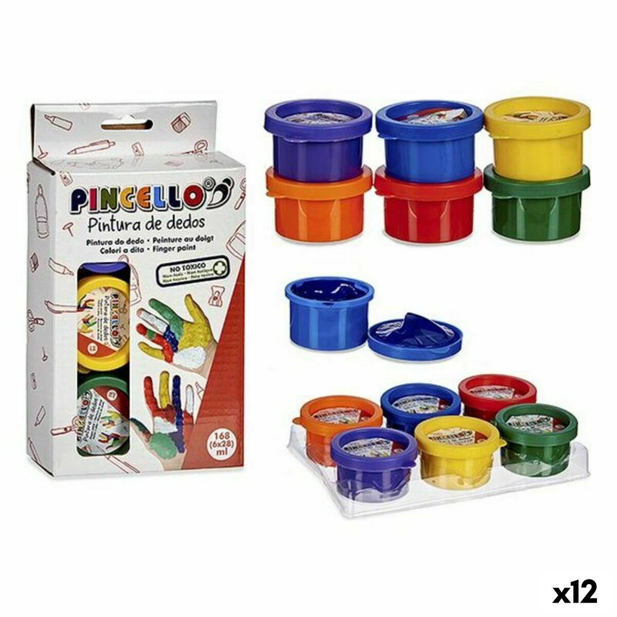 Finger Paint Pincello FP2806 Fingers Yellow Blue Red Green Purple Orange (12 Units)