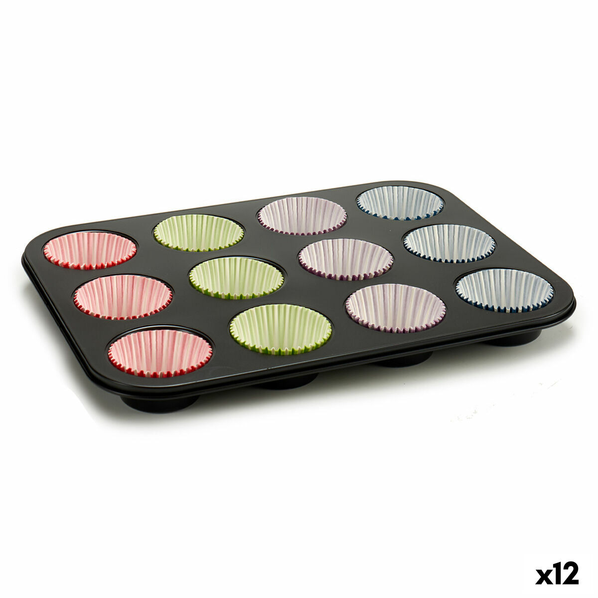 Muffin Tray Kinvara 55011 Multicolour 7 x 7 x 3 cm 35 x 3 x 26,5 cm Baking tray (12 Units) Muffin Tray Kinvara 55011 Multicolour 7 x 7 x 3 cm 35 x 3 x 26,5 cm Baking tray (12 Units)