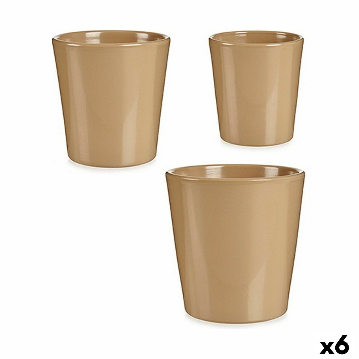 Set of pots Ibergarden LINCE PQ – TOPO Beige Clay (6 Units)