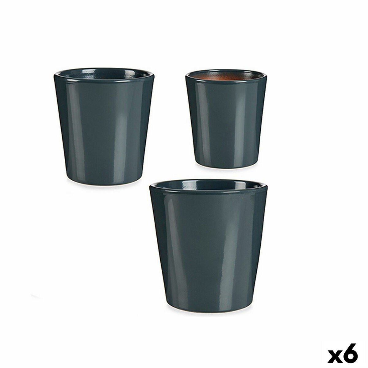Set of pots Ibergarden LINCE PQ – 7011 Anthracite Clay (6 Units) Set of pots Ibergarden LINCE PQ – 7011 Anthracite Clay (6 Units)