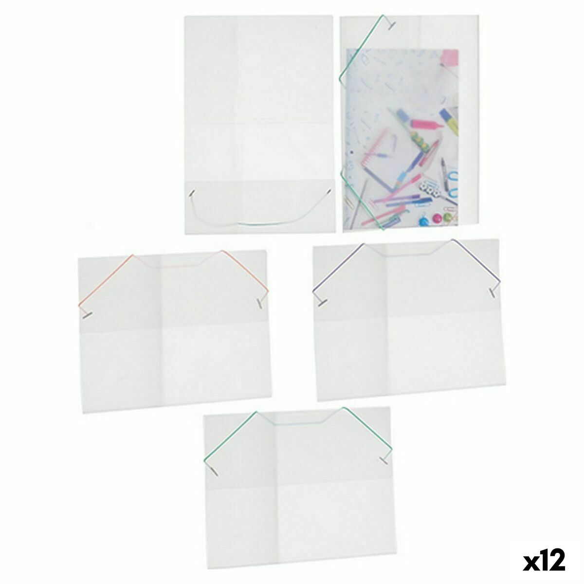 Document Folder Pincello ELASTIC 3 COL Green Transparent (12 Units) Document Folder Pincello ELASTIC 3 COL Green Transparent (12 Units)