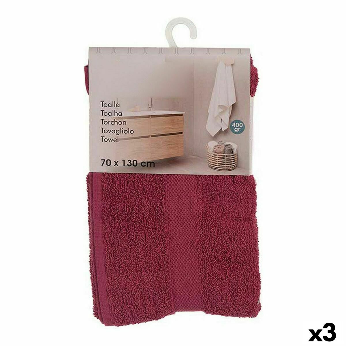 Bath towel Berilo 5313 Maroon 80 % cotton 20 % Polyester 70 x 0,5 x 130 cm (3 Units) Bath towel Berilo 5313 Maroon 80 % cotton 20 % Polyester 70 x 0,5 x 130 cm (3 Units)