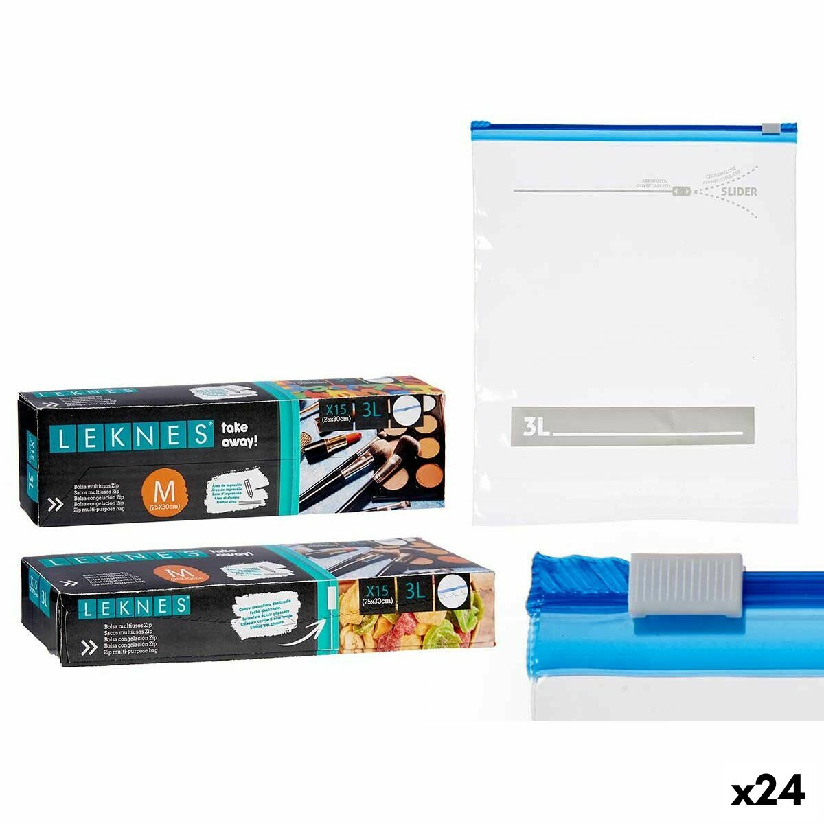 Set of Reusable Hermetically-sealed Bags Leknes Transparent Polyethylene 3 L 24,5 x 0,01 x 31,5 cm 28 x 7,5 x 4,5 cm Multi-use Z Set of Reusable Hermetically-sealed Bags Leknes Transparent Polyethylene 3 L 24,5 x 0,01 x 31,5 cm 28 x 7,5 x 4,5 cm Multi-use Z