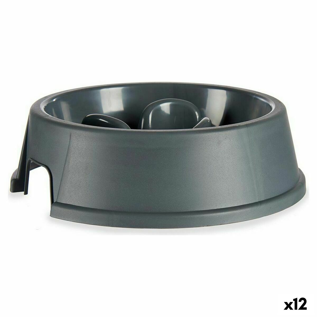 Slow Eating Food Bowl for Pets Anthracite Plastic (27 x 7,5 x 27 cm) (12 Units) Slow Eating Food Bowl for Pets Anthracite Plastic (27 x 7,5 x 27 cm) (12 Units)