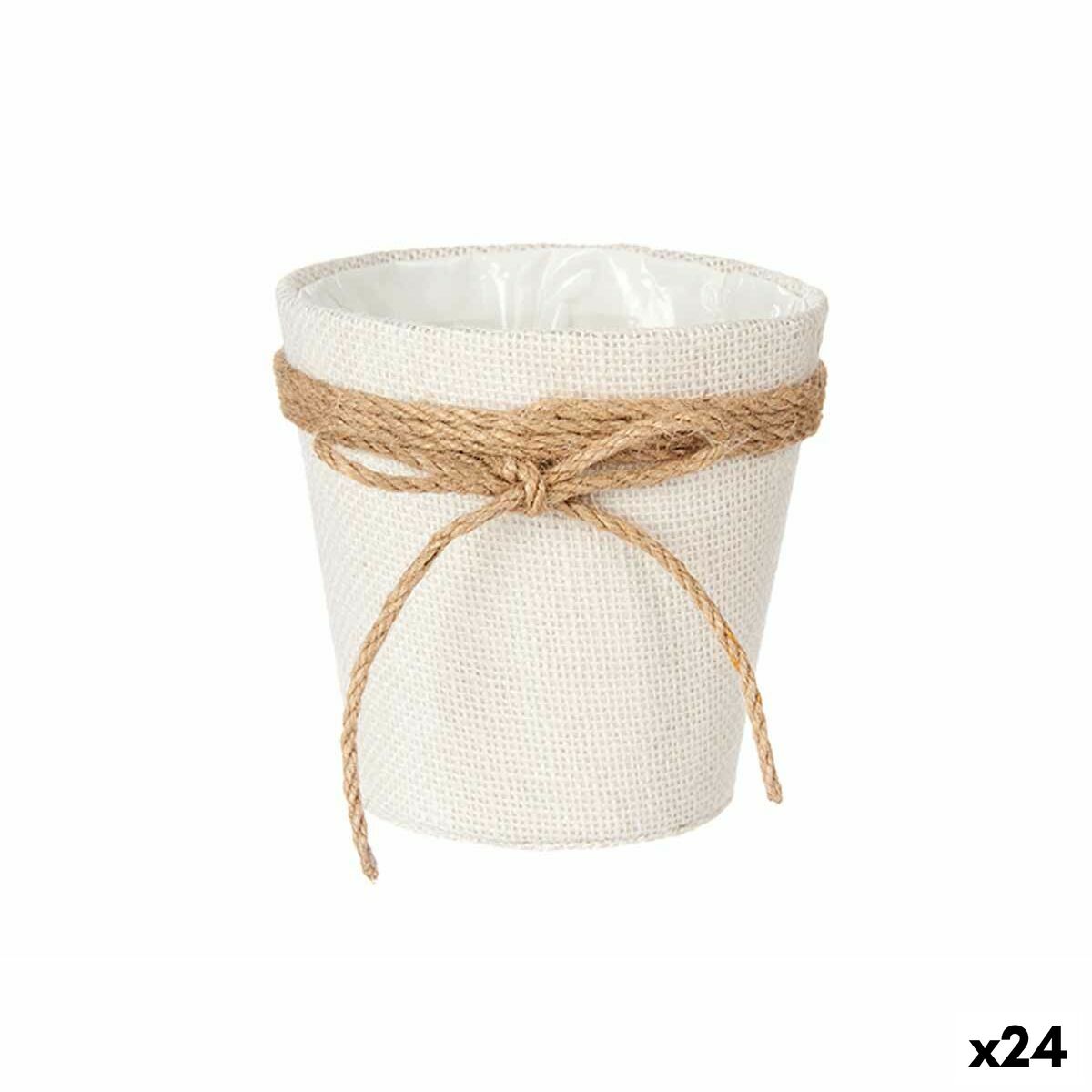 Planter Ibergarden WY18-71 White Brown Cloth Rope Plastic Lasso 14 x 12,5 x 14 cm 14 x 14 x 14 cm (24 Units) Planter Ibergarden WY18-71 White Brown Cloth Rope Plastic Lasso 14 x 12,5 x 14 cm 14 x 14 x 14 cm (24 Units)