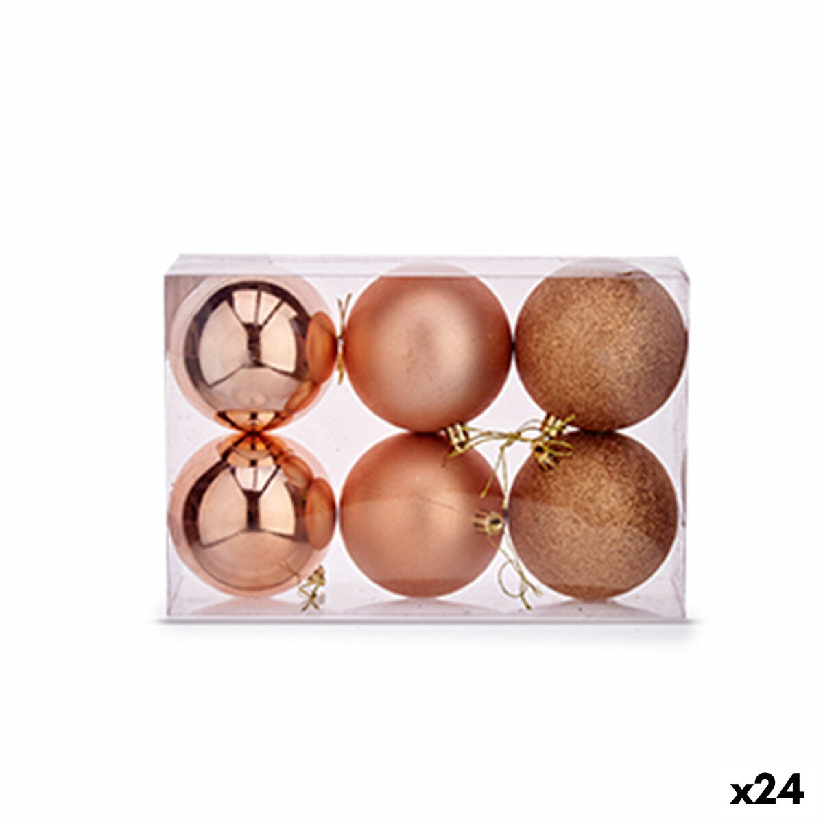 Set of Christmas balls Copper Plastic 8 x 9 x 8 cm (24 Units) Set of Christmas balls Copper Plastic 8 x 9 x 8 cm (24 Units)