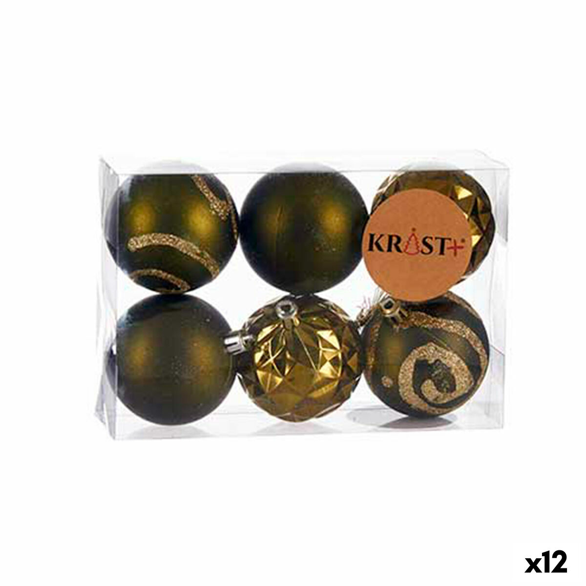 Set of Christmas balls Green Plastic  6 cm (12 Units)