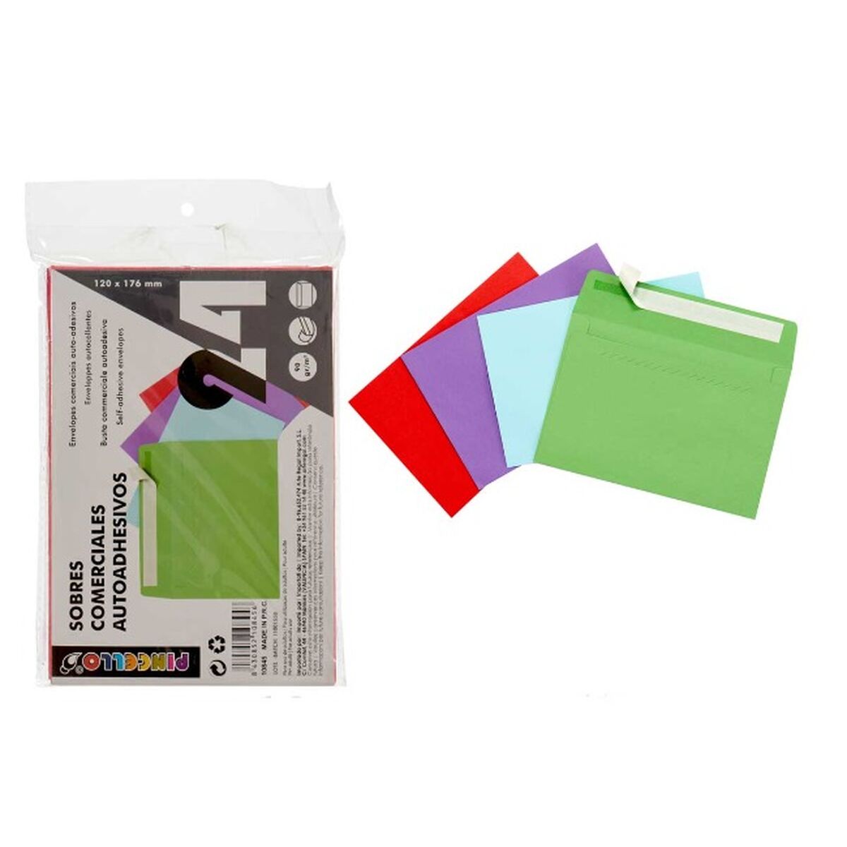 Envelopes Pincello 12X17-24 Multicolour Paper 120 x 176 mm (48 Units)