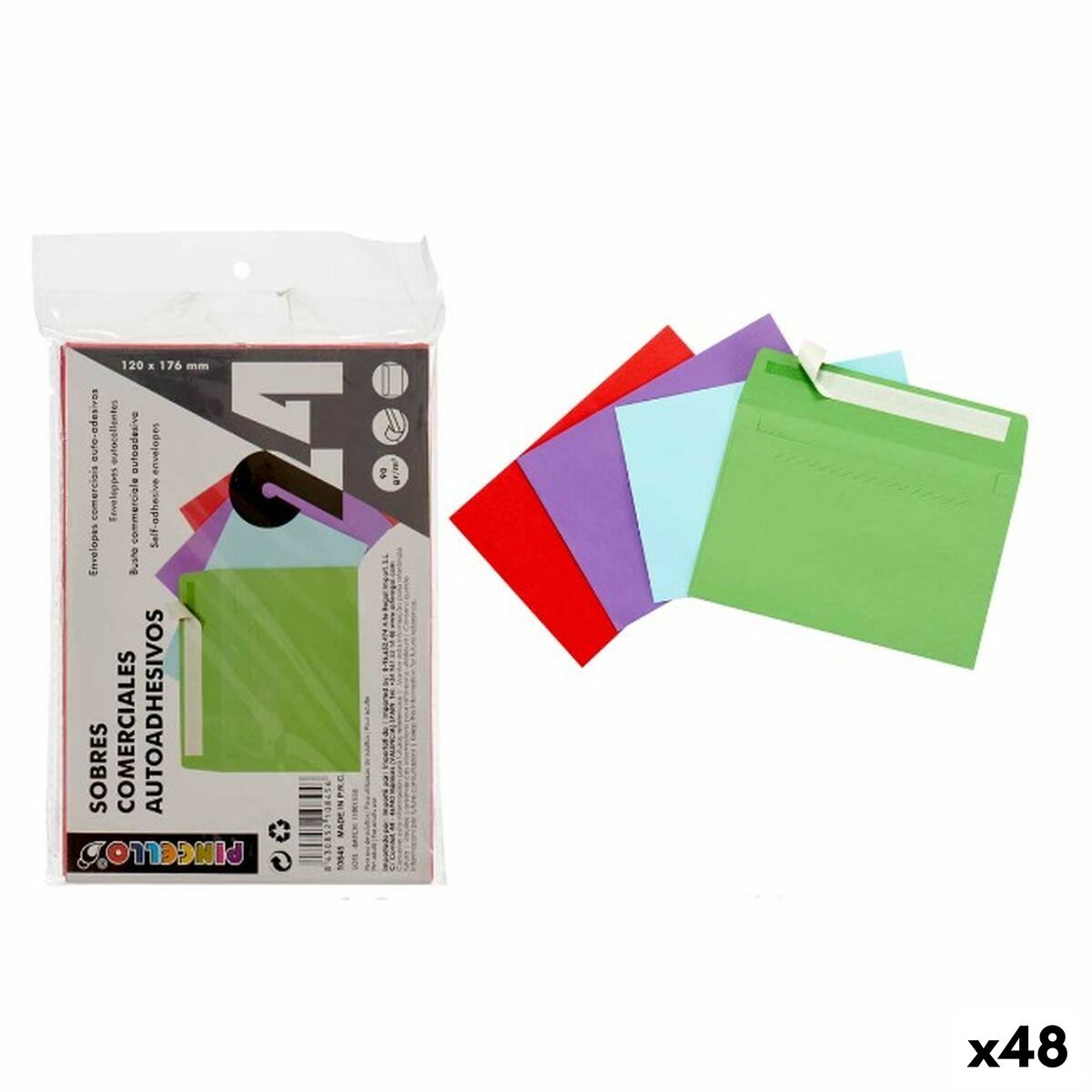 Envelopes Pincello 12X17-24 Multicolour Paper 120 x 176 mm (48 Units)