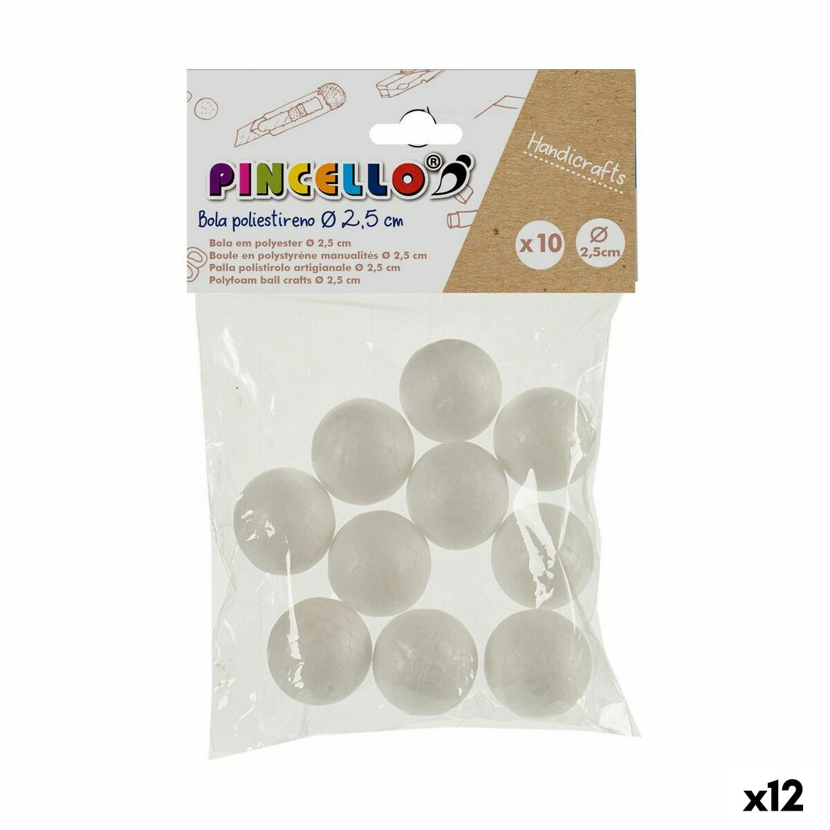 Materials for Handicrafts Pincello DIAM 2.5 CM Balls polystyrene Ø 2,5 cm White 12 Units Materials for Handicrafts Pincello DIAM 2.5 CM Balls polystyrene Ø 2,5 cm White 12 Units