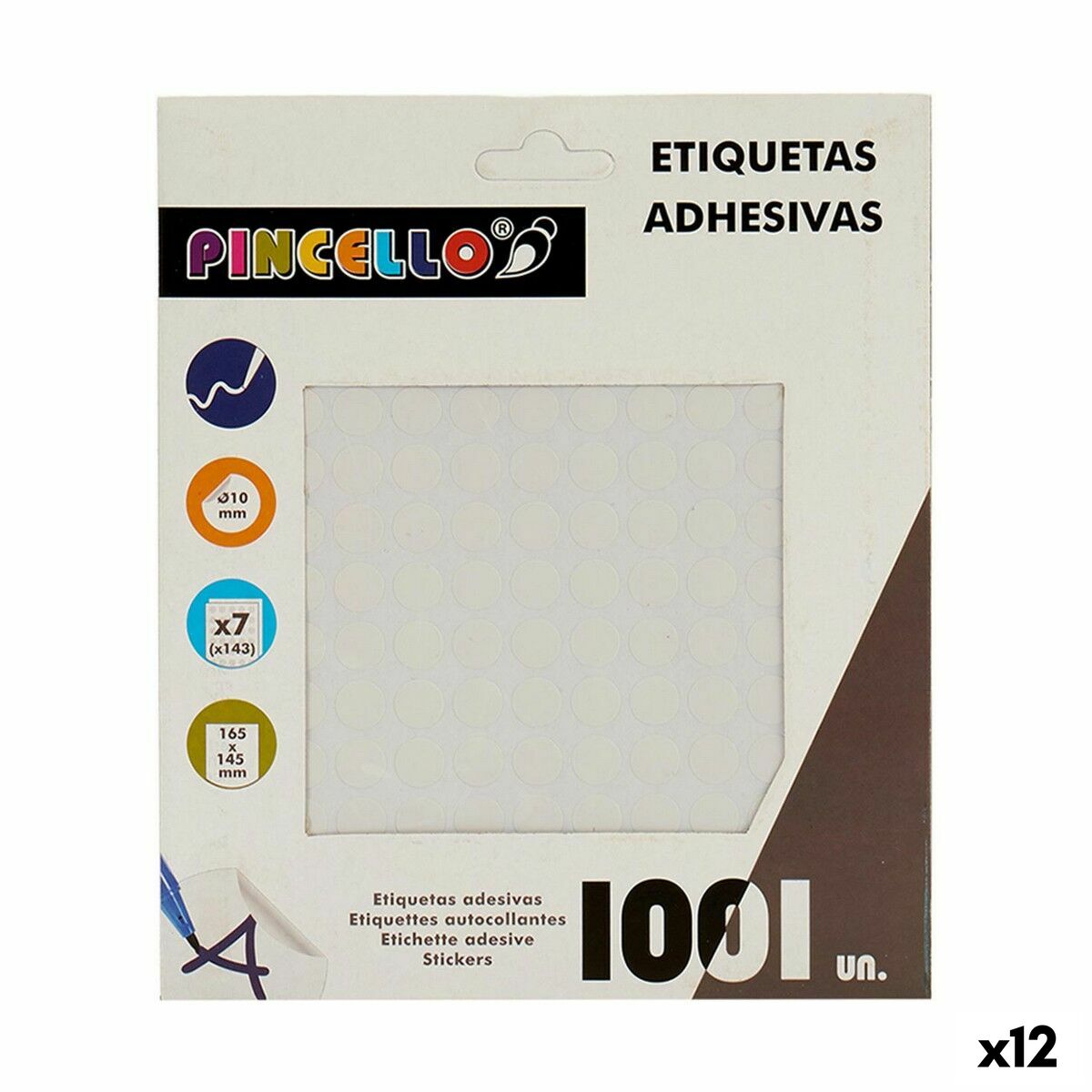 Adhesive labels Pincello 1711073 White à 10 mm (12 Units)