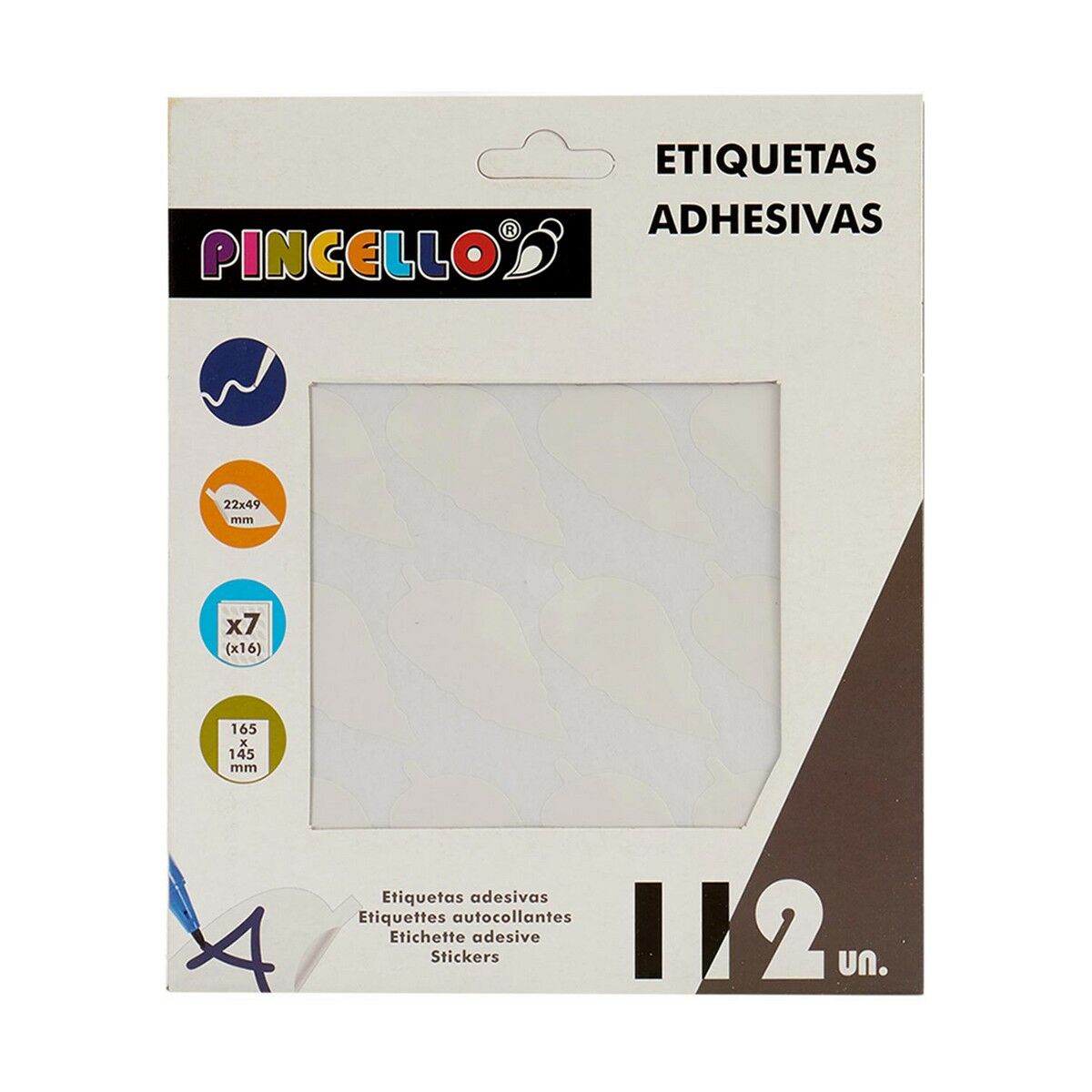 Adhesive labels Pincello 1711079 White 22 x 49 mm Sheets (12 Units)