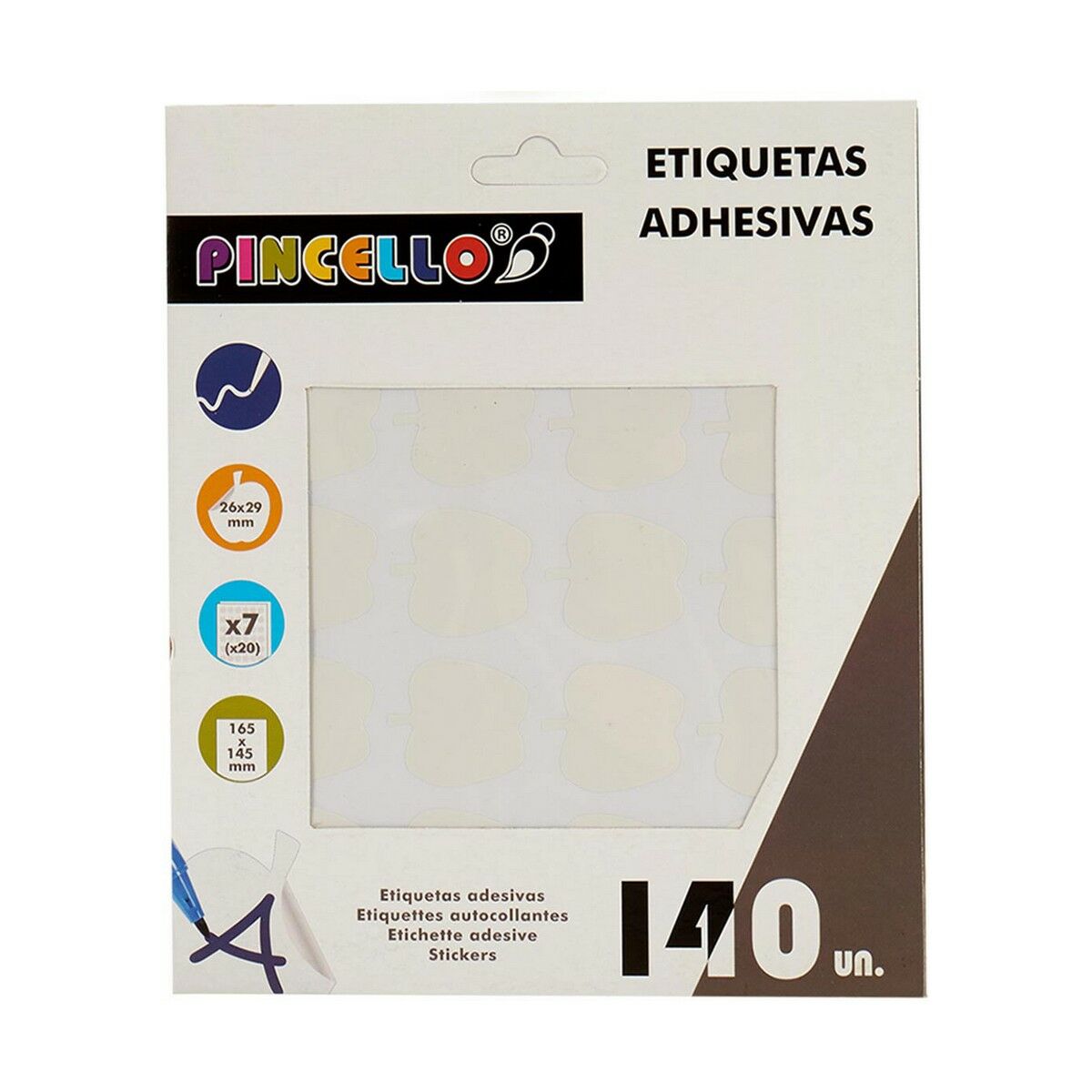 Adhesive labels Pincello 1711078 White 22 x 49 mm Apple (12 Units)