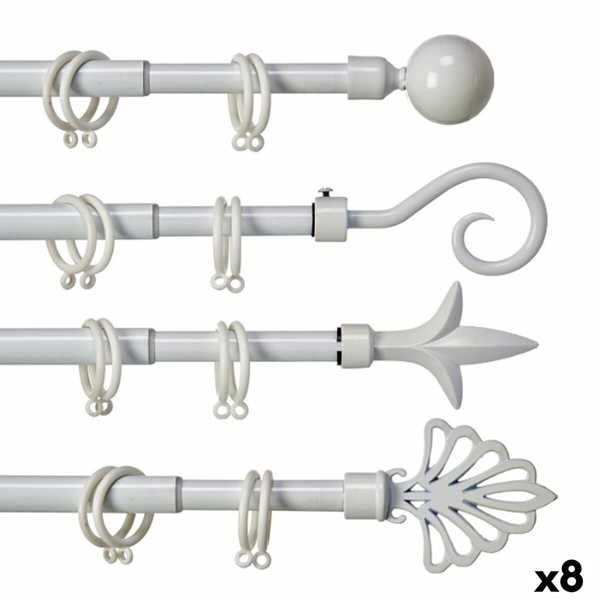 Curtain Bar Extendable White Iron 5 x 122 x 5 cm (8 Units) Curtain Bar Extendable White Iron 5 x 122 x 5 cm (8 Units)