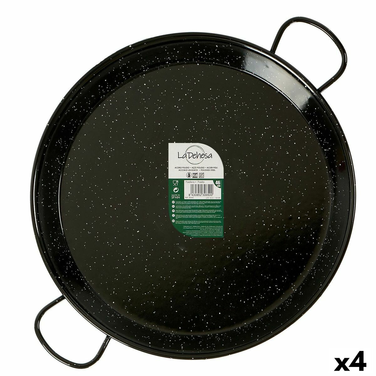 Pan Black Enamelled Steel Ø 46 cm (4 Units) Pan Black Enamelled Steel Ø 46 cm (4 Units)