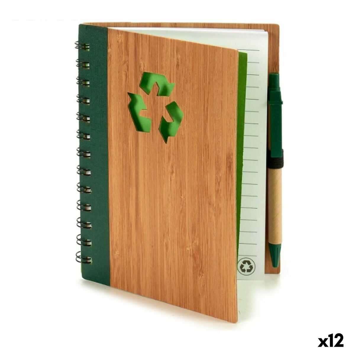Spiral Notebook with Pen Pincello AR1810136 1 x 18 x 14 cm Bamboo (12 Units)