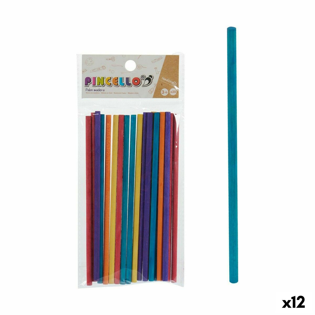 Sticks Pincello AR1810589 Multicolour Wood Handicrafts (12 Units) Sticks Pincello AR1810589 Multicolour Wood Handicrafts (12 Units)