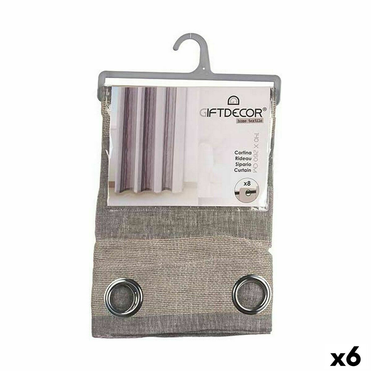 Curtain Beige Grey 140 x 0,1 x 260 cm (6 Units) Curtain Beige Grey 140 x 0,1 x 260 cm (6 Units)