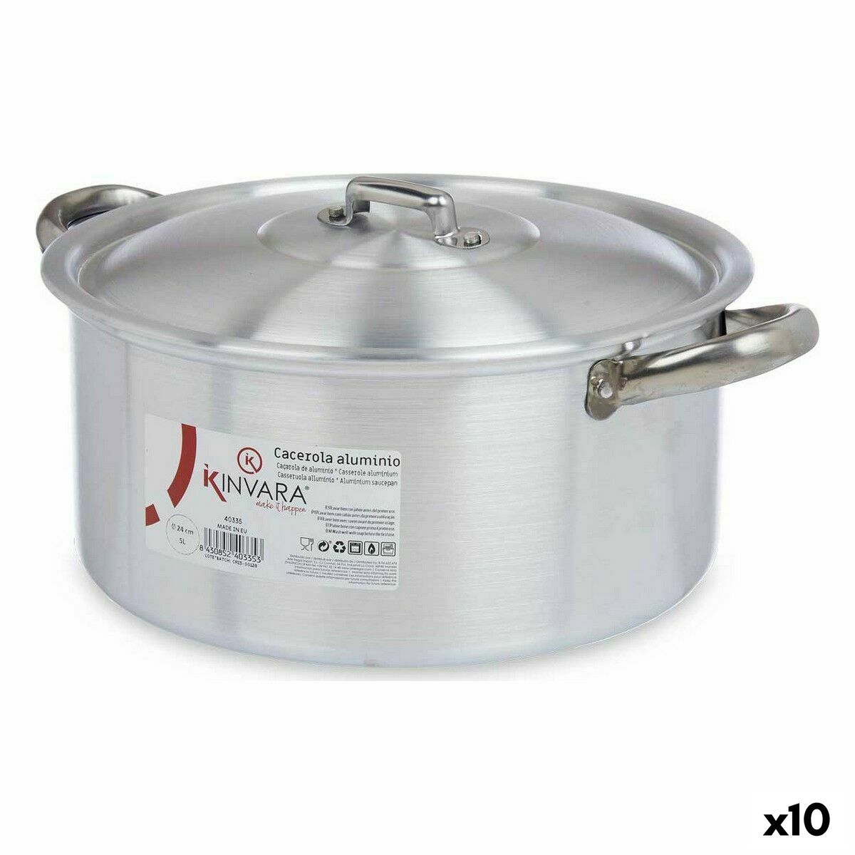 Casserole with lid Kinvara 100007 Silver 5 L (10 Units) Casserole with lid Kinvara 100007 Silver 5 L (10 Units)
