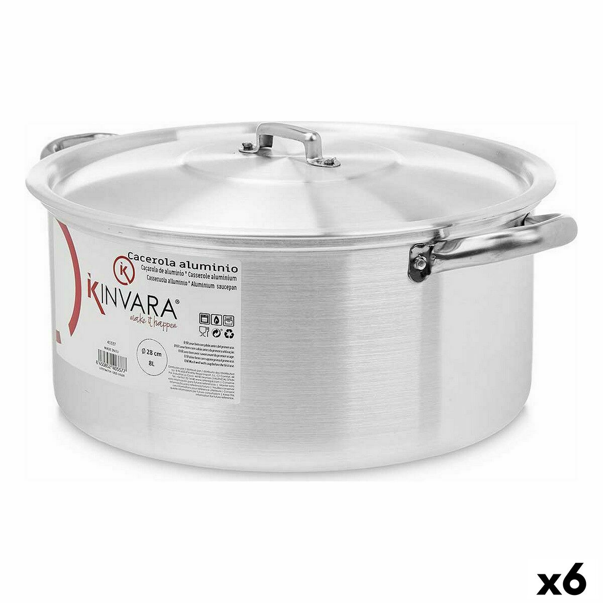 Casserole with lid Kinvara 100009 Silver 8 L (6 Units) Casserole with lid Kinvara 100009 Silver 8 L (6 Units)